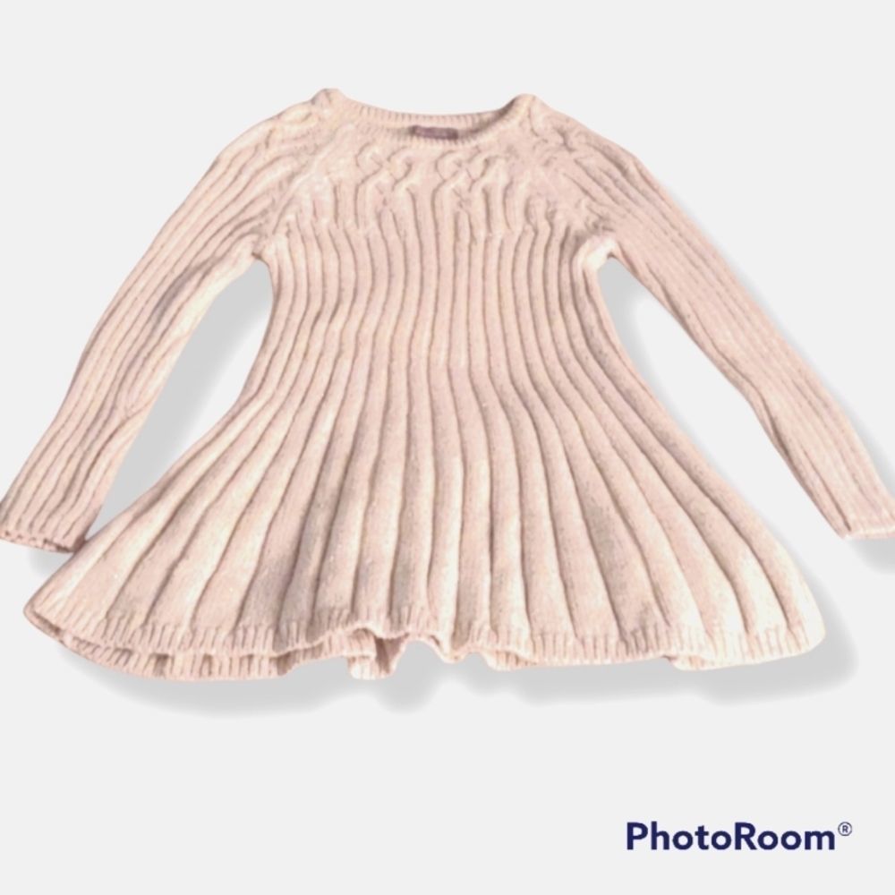 Tahari - Girls Size 4 - Cream and Gold Sweater Dress